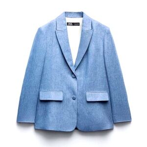 ZARA SHINY FABRIC BLAZER JACKET SIZE LARGE NWT ZW COLLECTION